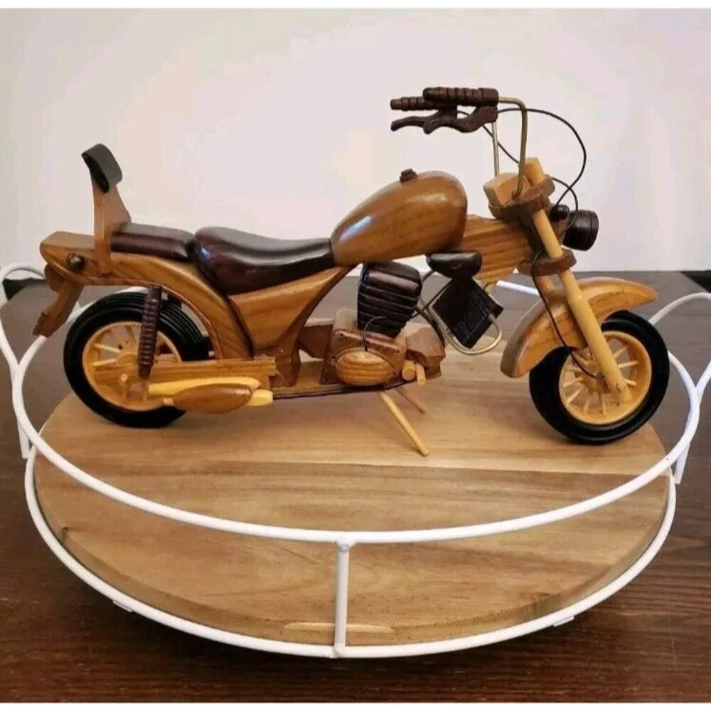 Vintage Bike Motorcycle HARLEY DAVIDSON Wooden Toy Car HOMEMADE Collectors‎ Item